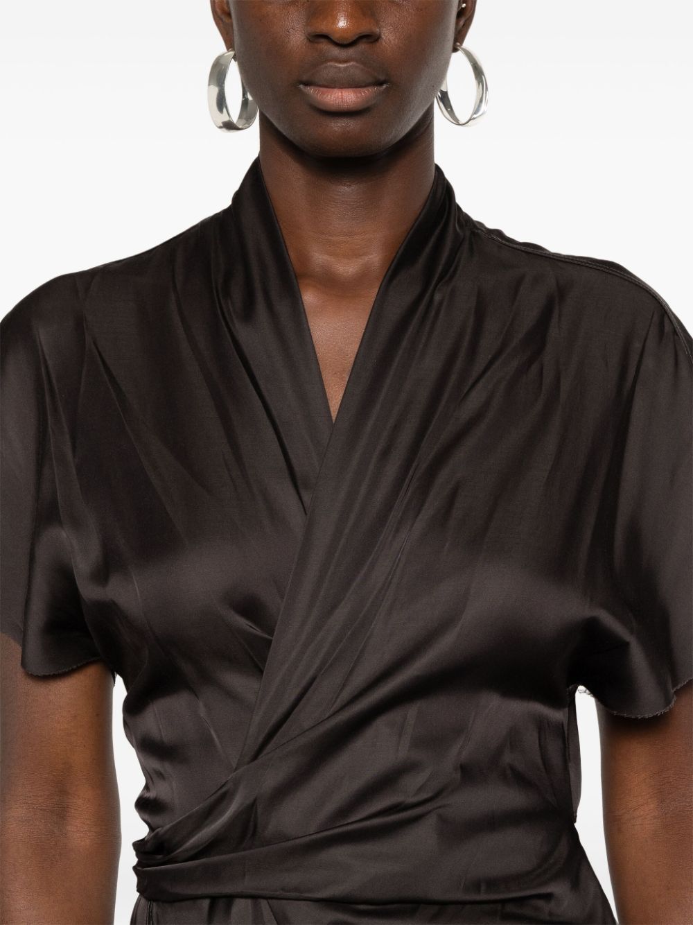 Black tie fastening satin wrap dress Rick Owens women RICK OWENS divincenzoboutique